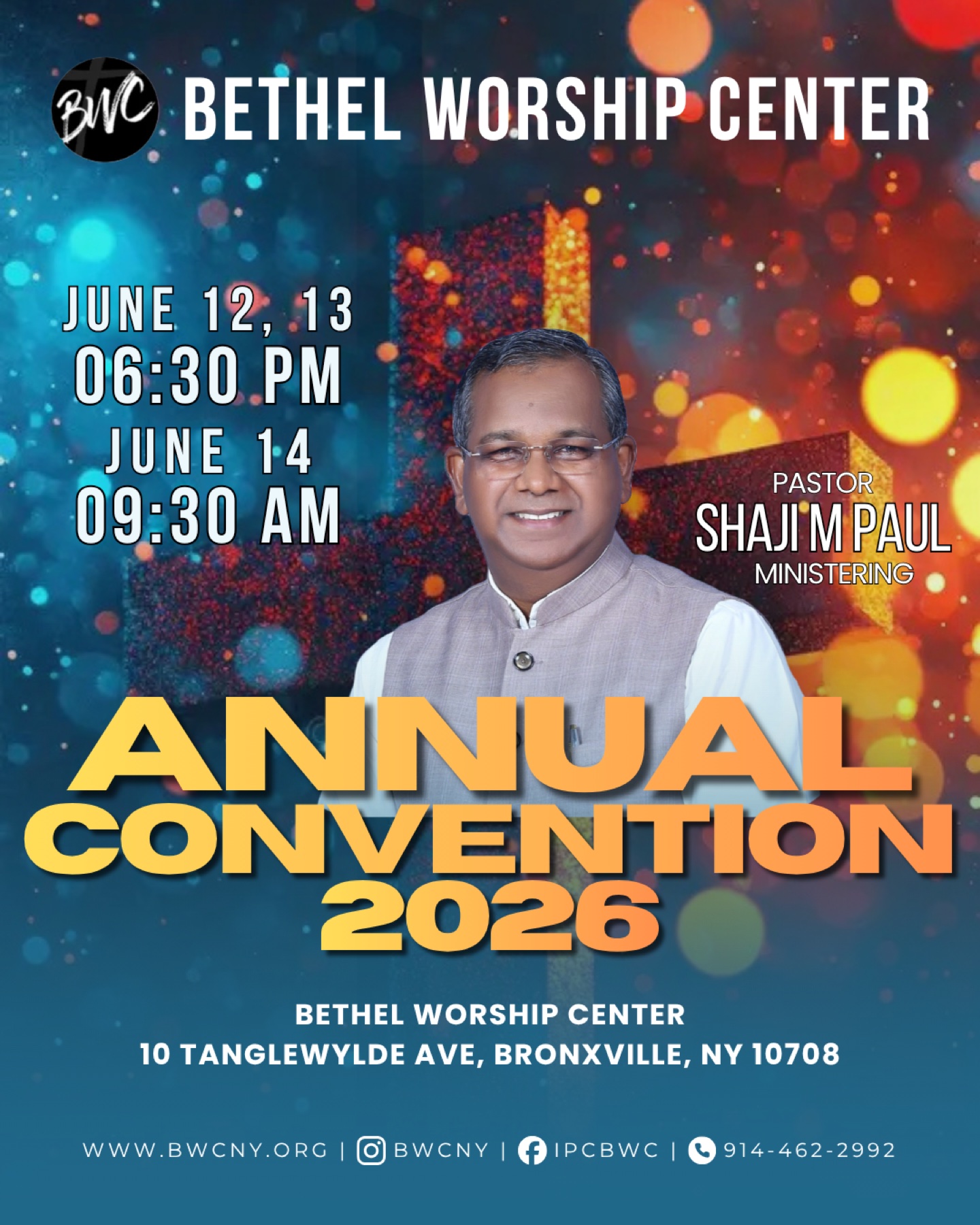 Bethel Annual Convention 2026 — Pastor Shaji Paul ministering, June 12–14